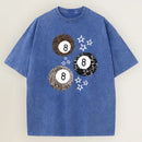 8 Ball Leopard and Stars Print Washed T-Shirt