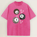 8 Ball Leopard and Stars Print Washed T-Shirt