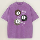 8 Ball Leopard and Stars Print Washed T-Shirt