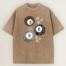 8 Ball Leopard and Stars Print Washed T-Shirt
