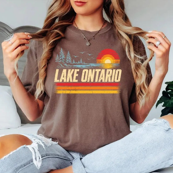 Lake Ontario Great Lakes Sunset Graphic T-Shirt