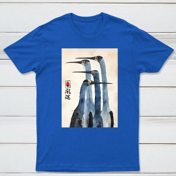Three Cranes Standing Together In Harmony T-Shirt