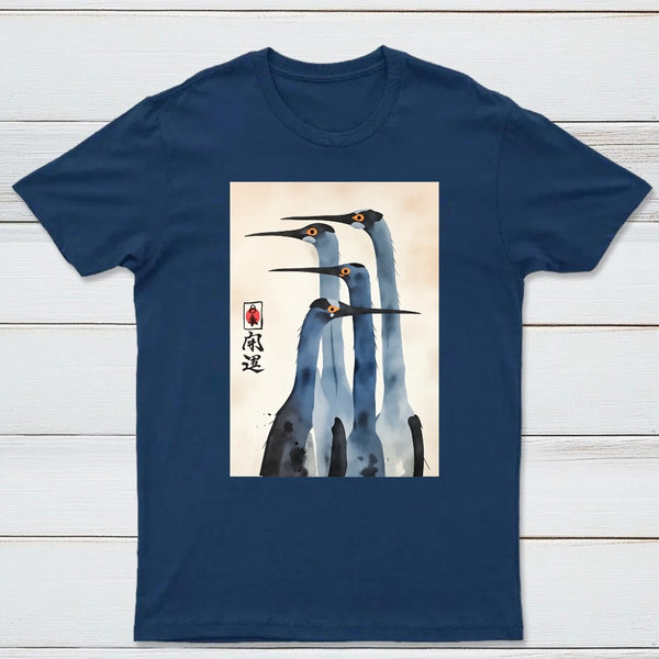 Three Cranes Standing Together In Harmony T-Shirt