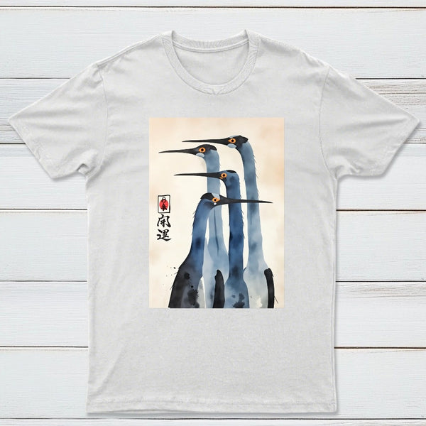 Three Cranes Standing Together In Harmony T-Shirt