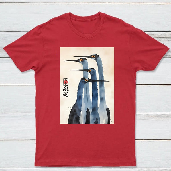 Three Cranes Standing Together In Harmony T-Shirt