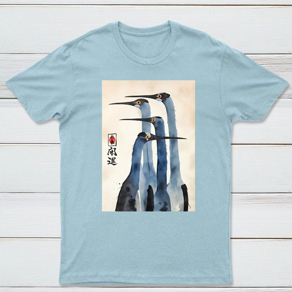 Three Cranes Standing Together In Harmony T-Shirt