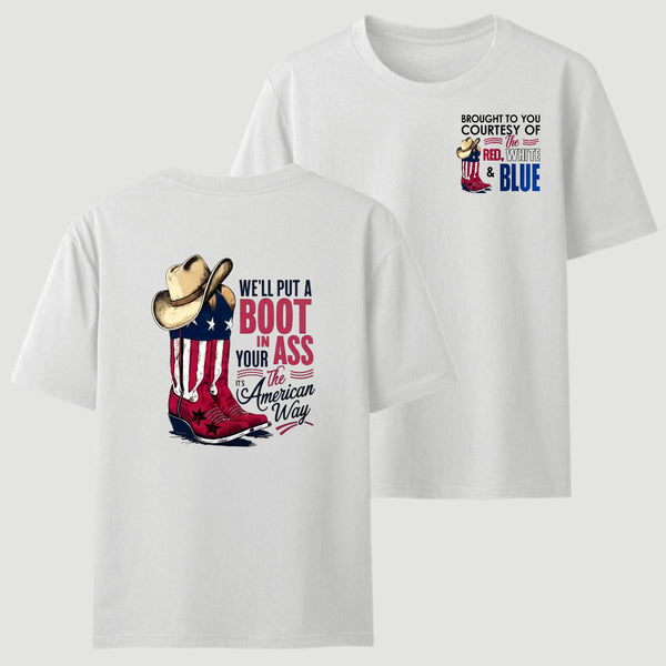 American Cowboy Boots Patriotic Graphic T-Shirt