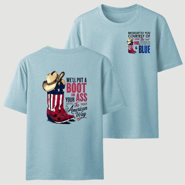 American Cowboy Boots Patriotic Graphic T-Shirt
