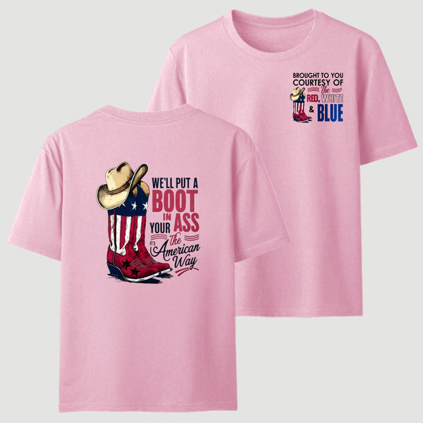American Cowboy Boots Patriotic Graphic T-Shirt