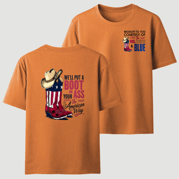 American Cowboy Boots Patriotic Graphic T-Shirt