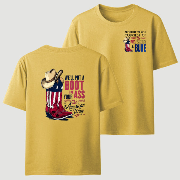 American Cowboy Boots Patriotic Graphic T-Shirt