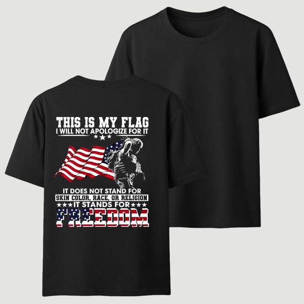 Soldier Silhouette USA Flag Patriotic T-Shirt
