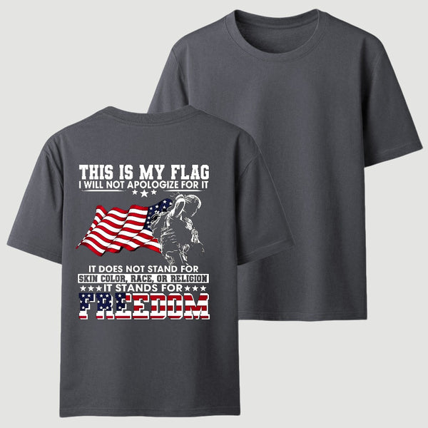 Soldier Silhouette USA Flag Patriotic T-Shirt