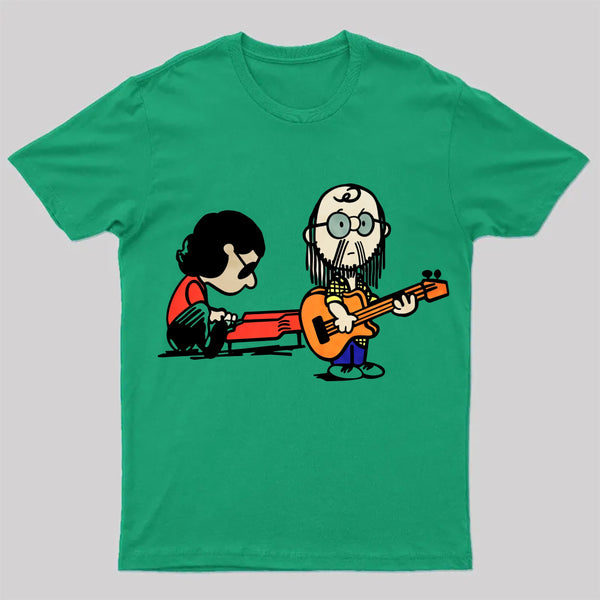Cartoon Musician Duo Playing Guitar And Keyboard Unisex Classic T-shirt