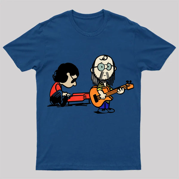 Cartoon Musician Duo Playing Guitar And Keyboard Unisex Classic T-shirt