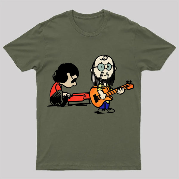 Cartoon Musician Duo Playing Guitar And Keyboard Unisex Classic T-shirt