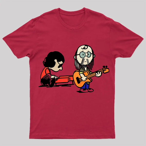 Cartoon Musician Duo Playing Guitar And Keyboard Unisex Classic T-shirt