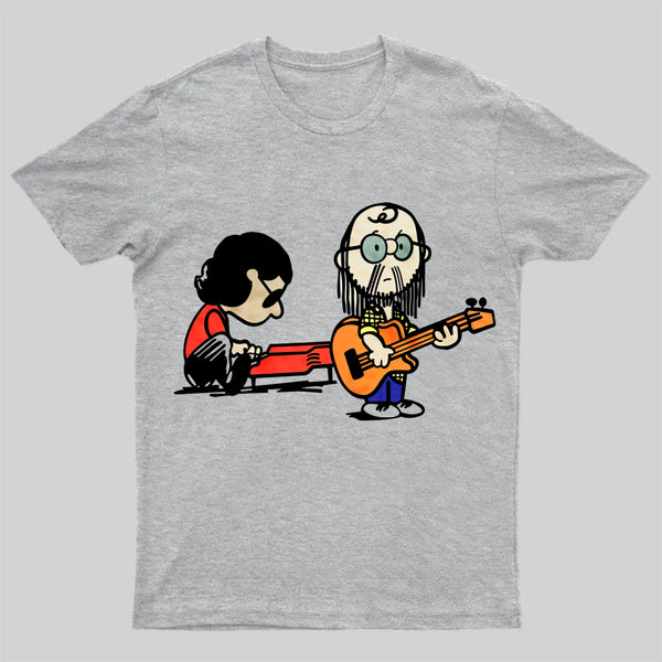 Cartoon Musician Duo Playing Guitar And Keyboard Unisex Classic T-shirt