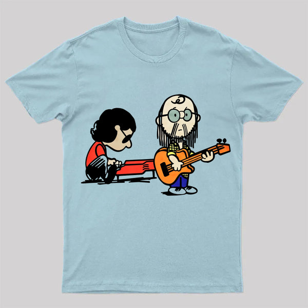 Cartoon Musician Duo Playing Guitar And Keyboard Unisex Classic T-shirt