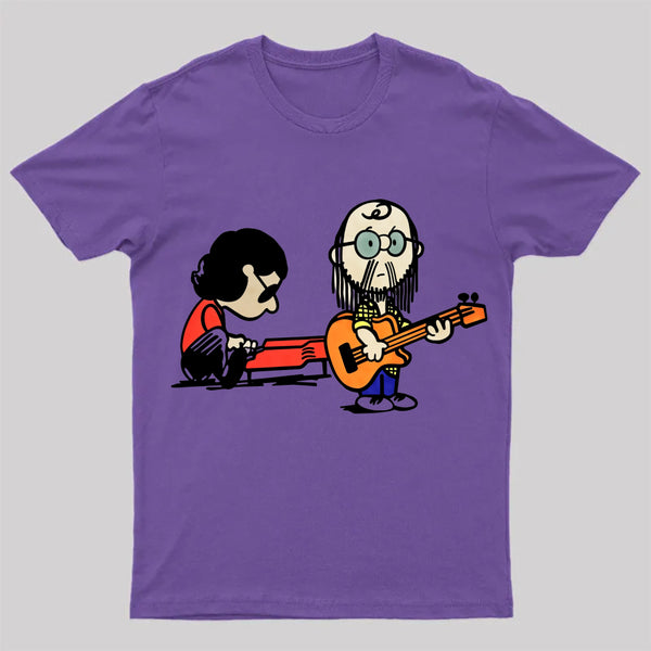 Cartoon Musician Duo Playing Guitar And Keyboard Unisex Classic T-shirt