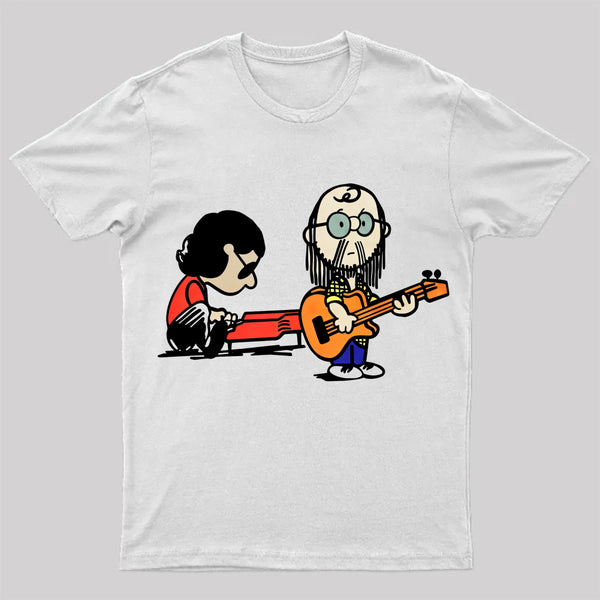 Cartoon Musician Duo Playing Guitar And Keyboard Unisex Classic T-shirt