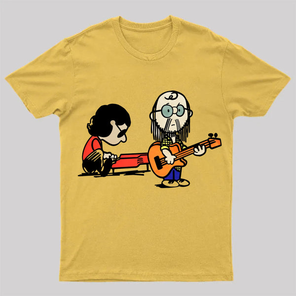 Cartoon Musician Duo Playing Guitar And Keyboard Unisex Classic T-shirt