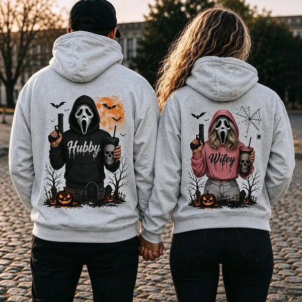 A Piece of Clothing Male Hubby Wifey Halloween Spooky Season Couple Matching Hoodie