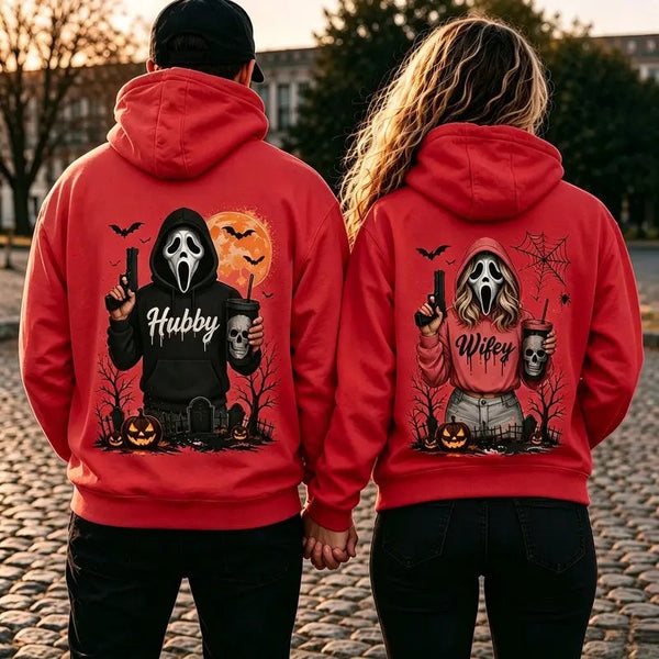 A Piece of Clothing Male Hubby Wifey Halloween Spooky Season Couple Matching Hoodie