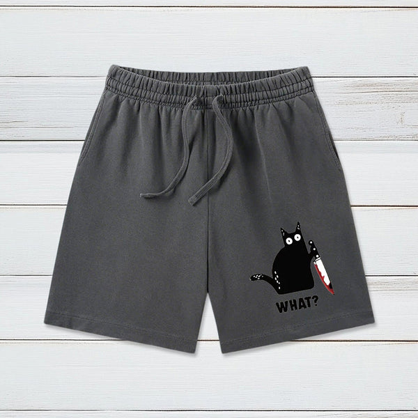 What Funny Cat Washed Shorts