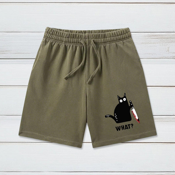 What Funny Cat Washed Shorts