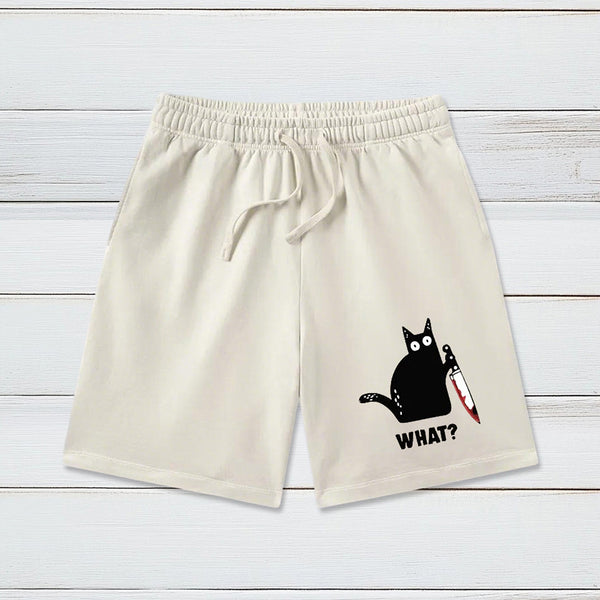 What Funny Cat Washed Shorts