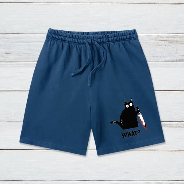 What Funny Cat Washed Shorts