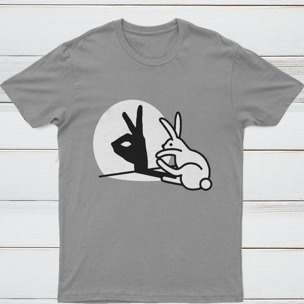 Funny Rabbit Hand Shadow Puppets Bunny Figure Pop Art T-Shirt