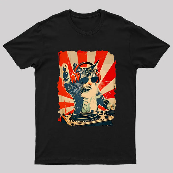 Rock Music Cat Vintage Geek T-Shirt