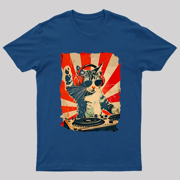 Rock Music Cat Vintage Geek T-Shirt