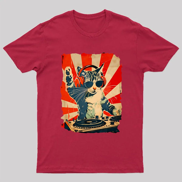 Rock Music Cat Vintage Geek T-Shirt