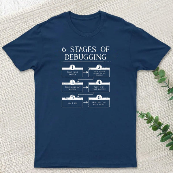 6 Stages Of Debugging Computer Programming T-Shirt