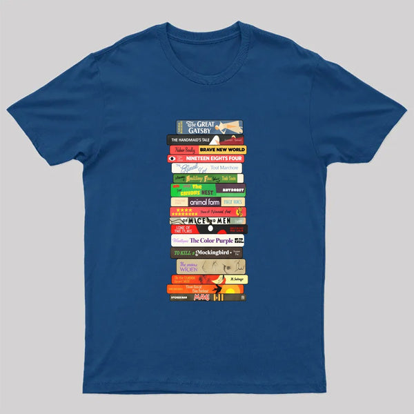 Classic Banned Books Stack Geek T-Shirt