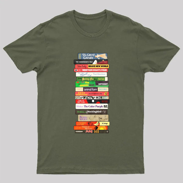 Classic Banned Books Stack Geek T-Shirt