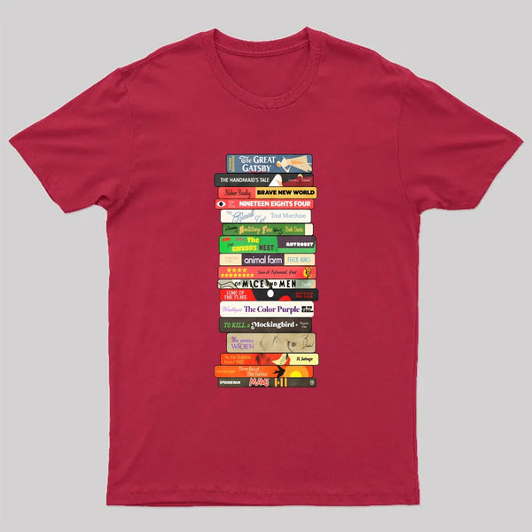 Classic Banned Books Stack Geek T-Shirt