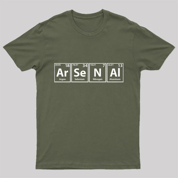 Arsenal (Ar-Se-N-Al) Periodic Elements Spelling T-Shirt