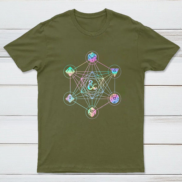 Scifi Holographic Geometric Dice T-Shirt