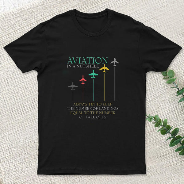 Funny Pilot Aviation In A Nutshell Geek T-Shirt
