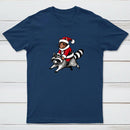 Santa Cat on A Raccoon Geek T-Shirt