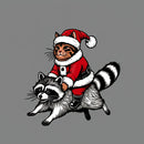 Santa Cat on A Raccoon Geek T-Shirt