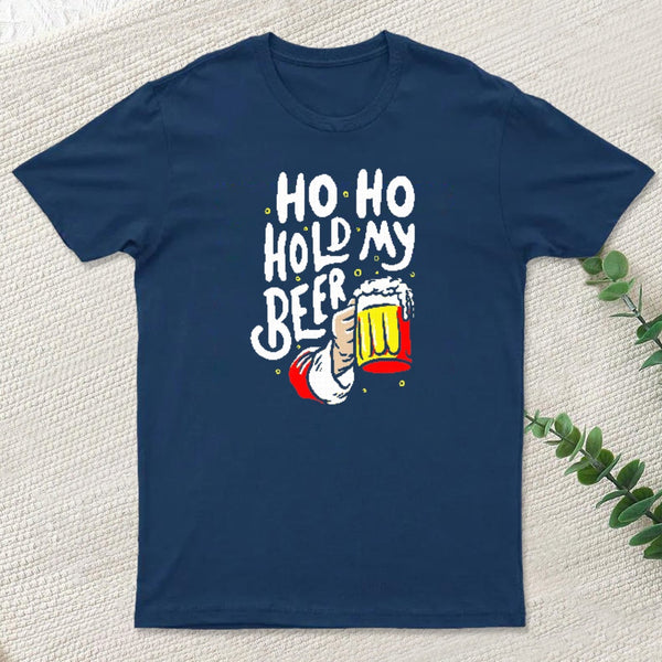 Ho Ho Hold My Beer Funny Santa Claus Ugly Sweater teeforgeeks T-Shirt