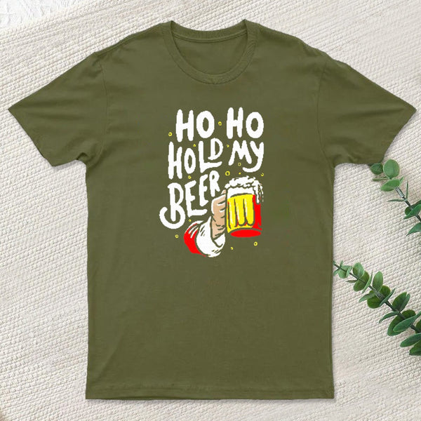 Ho Ho Hold My Beer Funny Santa Claus Ugly Sweater teeforgeeks T-Shirt
