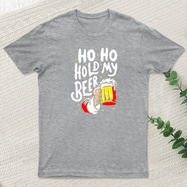 Ho Ho Hold My Beer Funny Santa Claus Ugly Sweater teeforgeeks T-Shirt