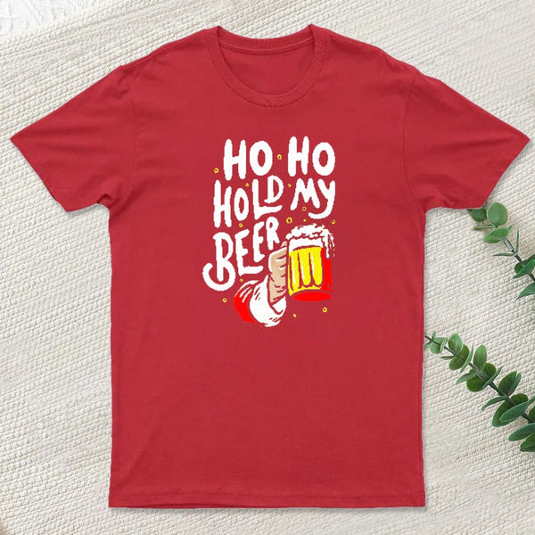 Ho Ho Hold My Beer Funny Santa Claus Ugly Sweater teeforgeeks T-Shirt