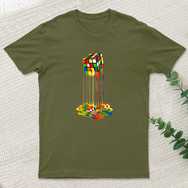 Rainbow Abstraction Melted Cube T-Shirt